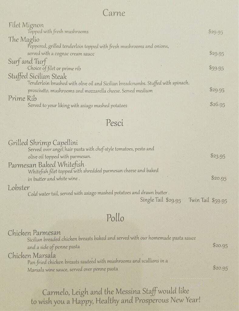 Messina 2 - Saukville, WI menu_pic