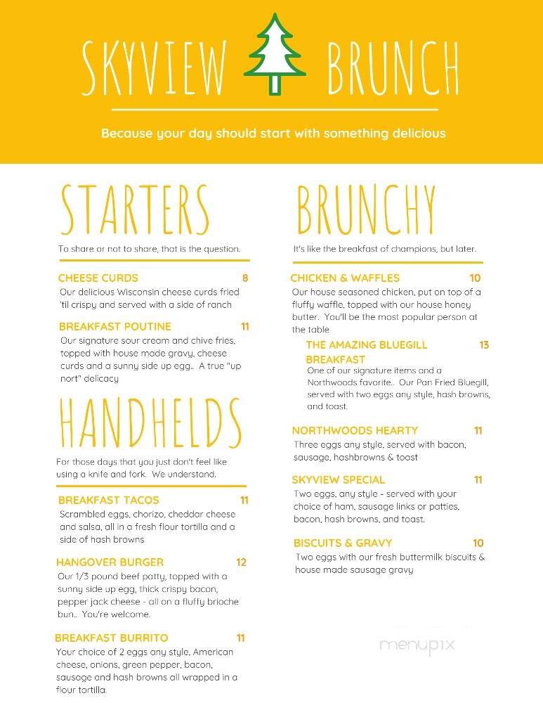 Sky-View Lodge & Supper Club - Presque Isle, WI menu_pic