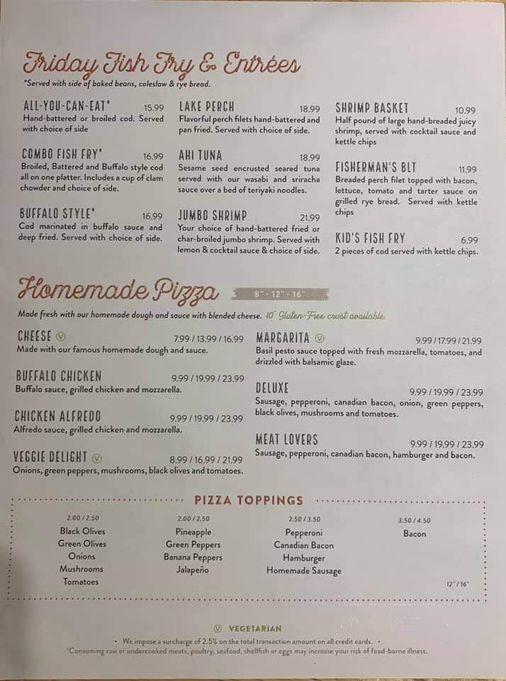 Twelve Pines Restaurant Bar - Eagle River, WI menu_pic