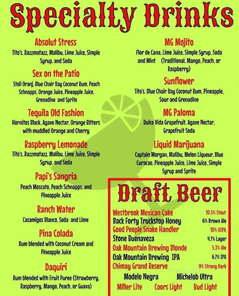 Margarita Grill - Pelham, AL menu_pic