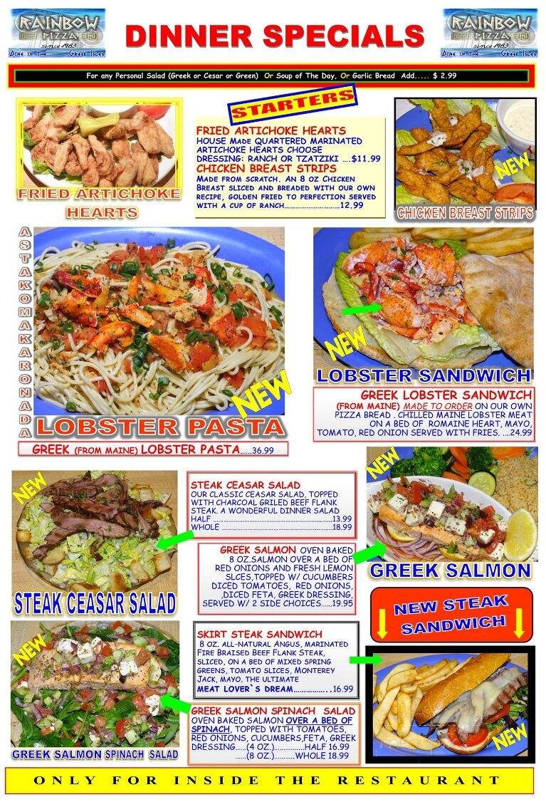 Rainbow Pizza - San Mateo, CA menu_pic