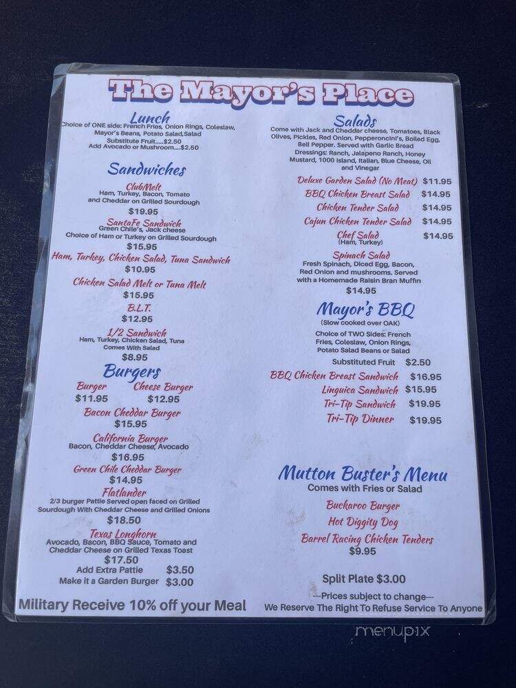 Mayors Place - Nipomo, CA menu_pic