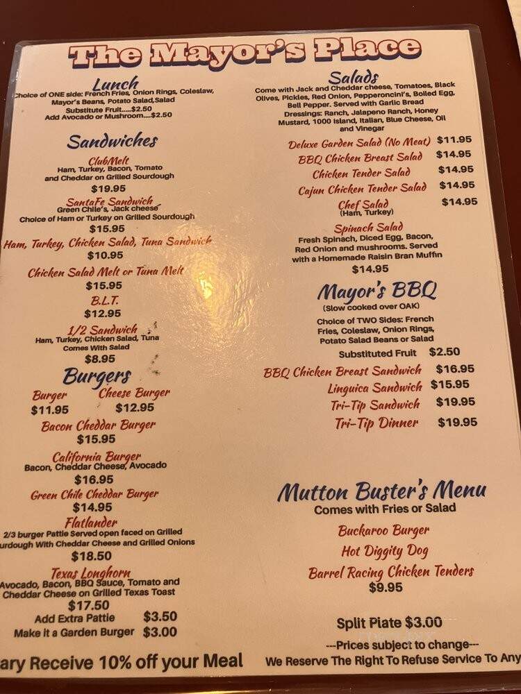 Mayors Place - Nipomo, CA menu_pic