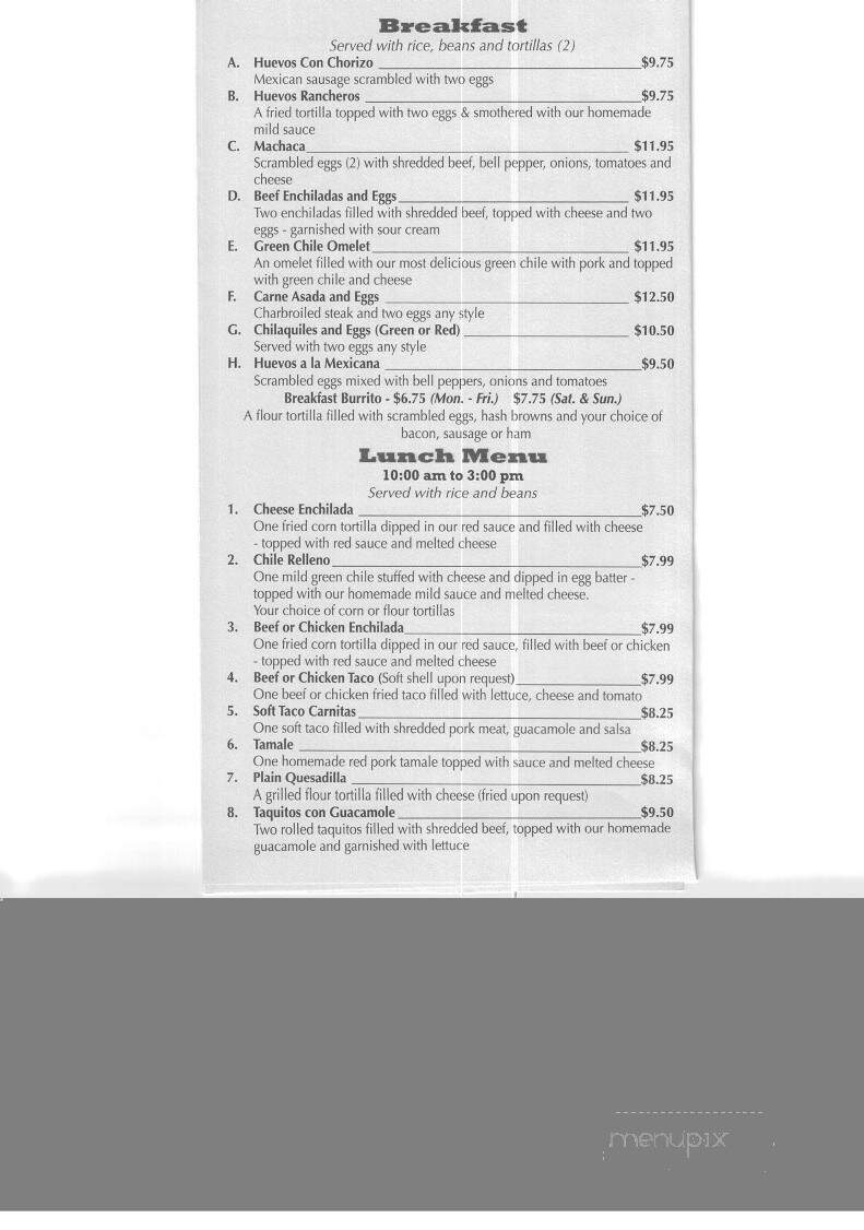 Casa Blanca Mexican Restaurant - Hacienda Heights, CA menu_pic