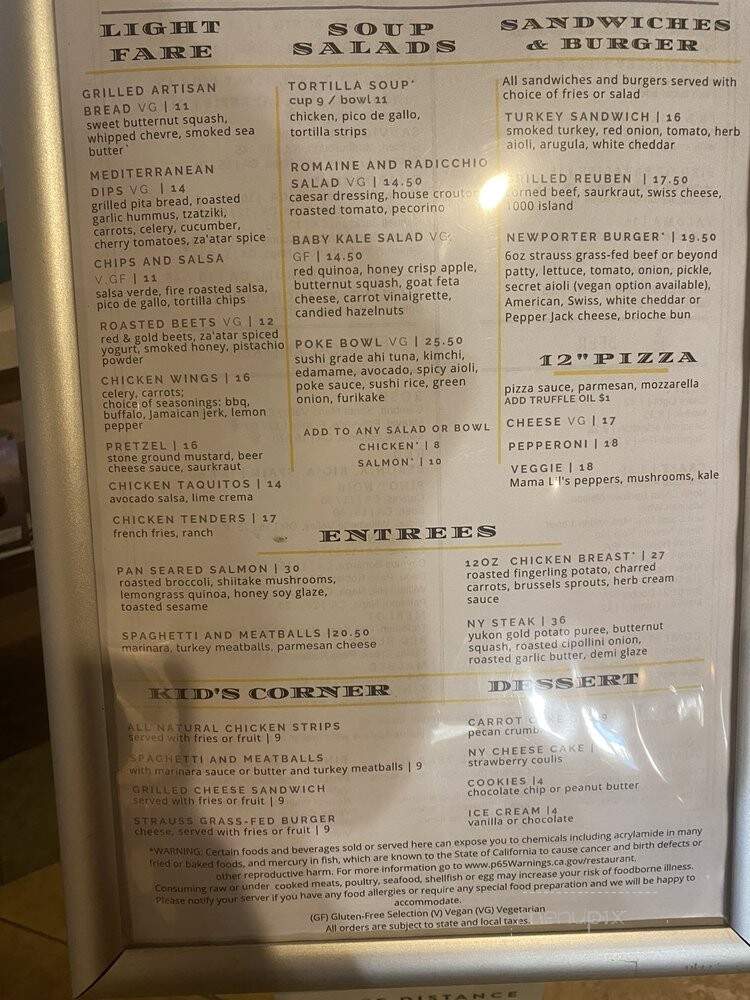 Hyatt Regency-Newport Beach - Newport Beach, CA menu_pic