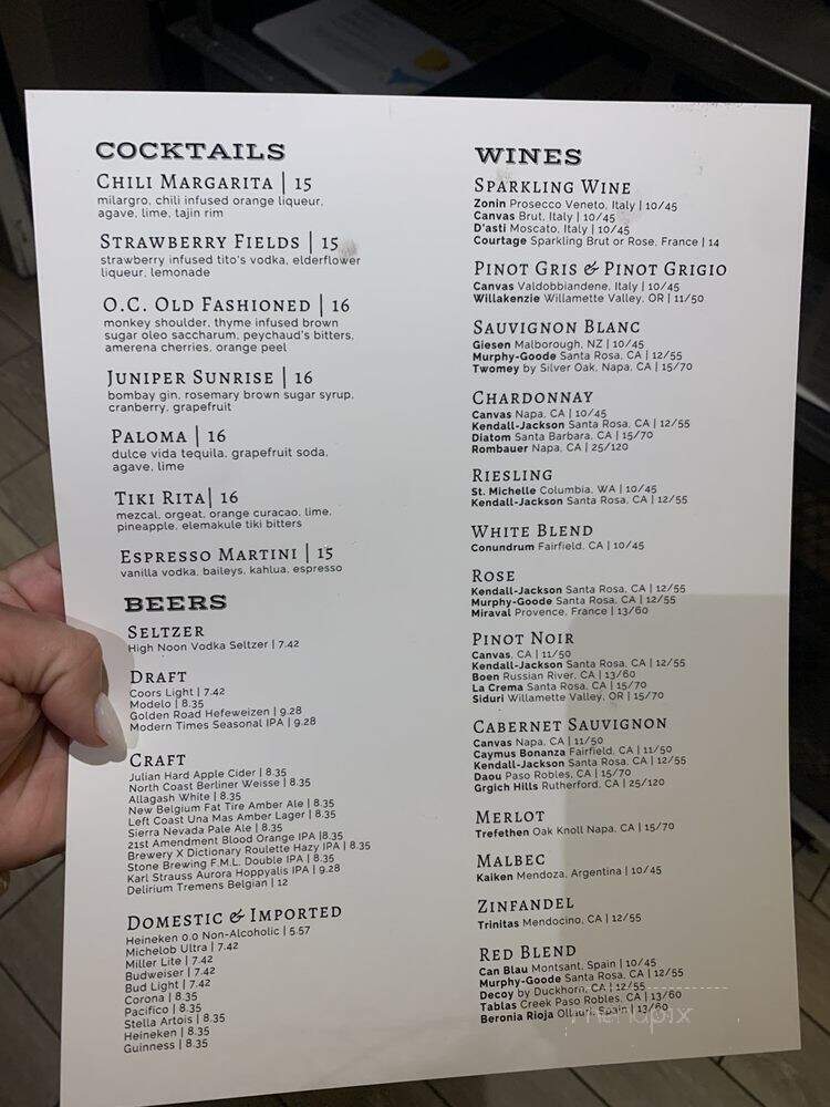 Hyatt Regency-Newport Beach - Newport Beach, CA menu_pic
