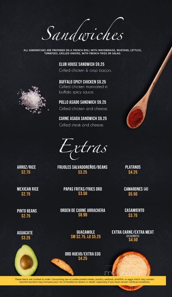 El Tazumal - San Pablo, CA menu_pic