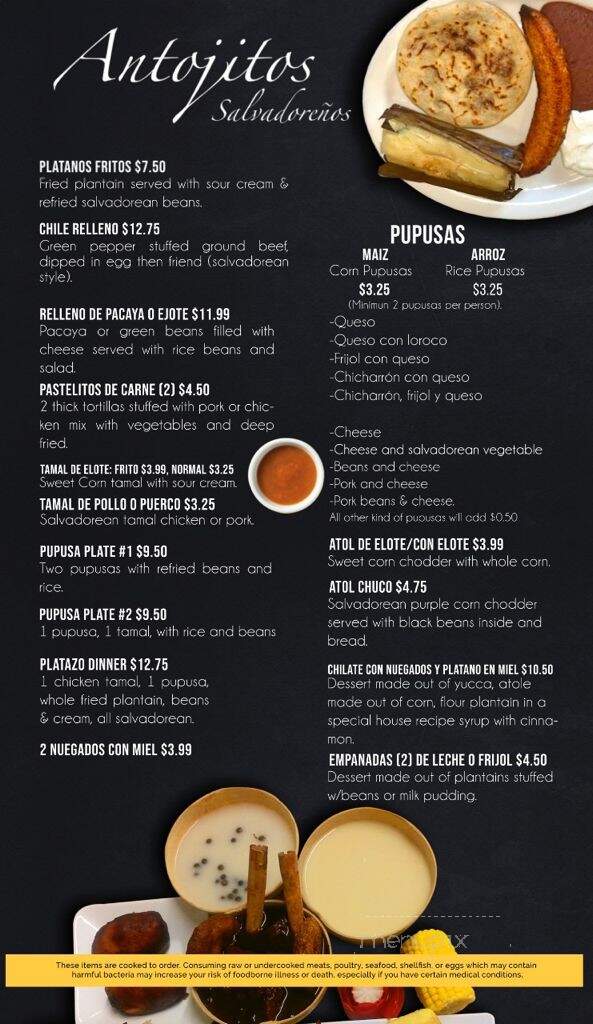 El Tazumal - San Pablo, CA menu_pic