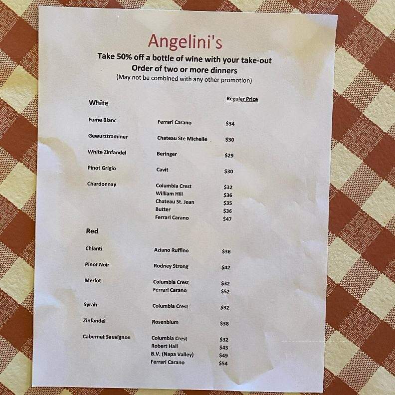Angelini's Italian Restaurant - Turlock, CA menu_pic