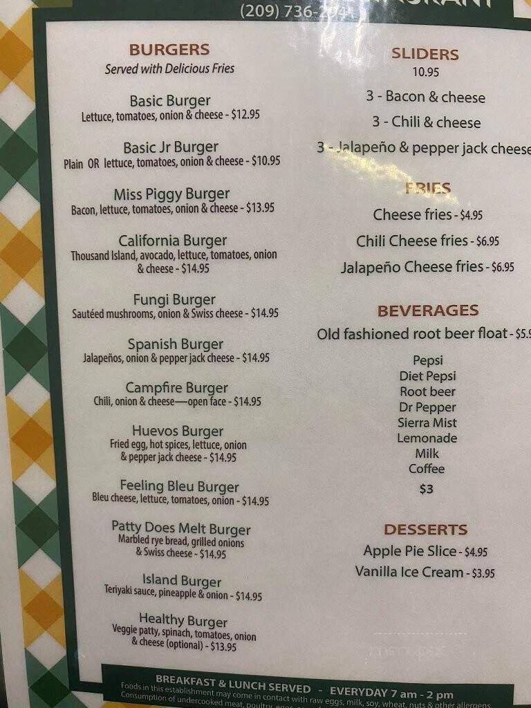 Sue's Angels Creek Cafe - Angels Camp, CA menu_pic