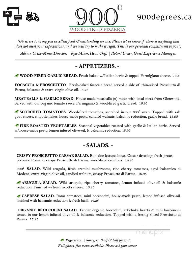 900 Degrees Wood-fired Pizzeria - Victoria, BC menu_pic