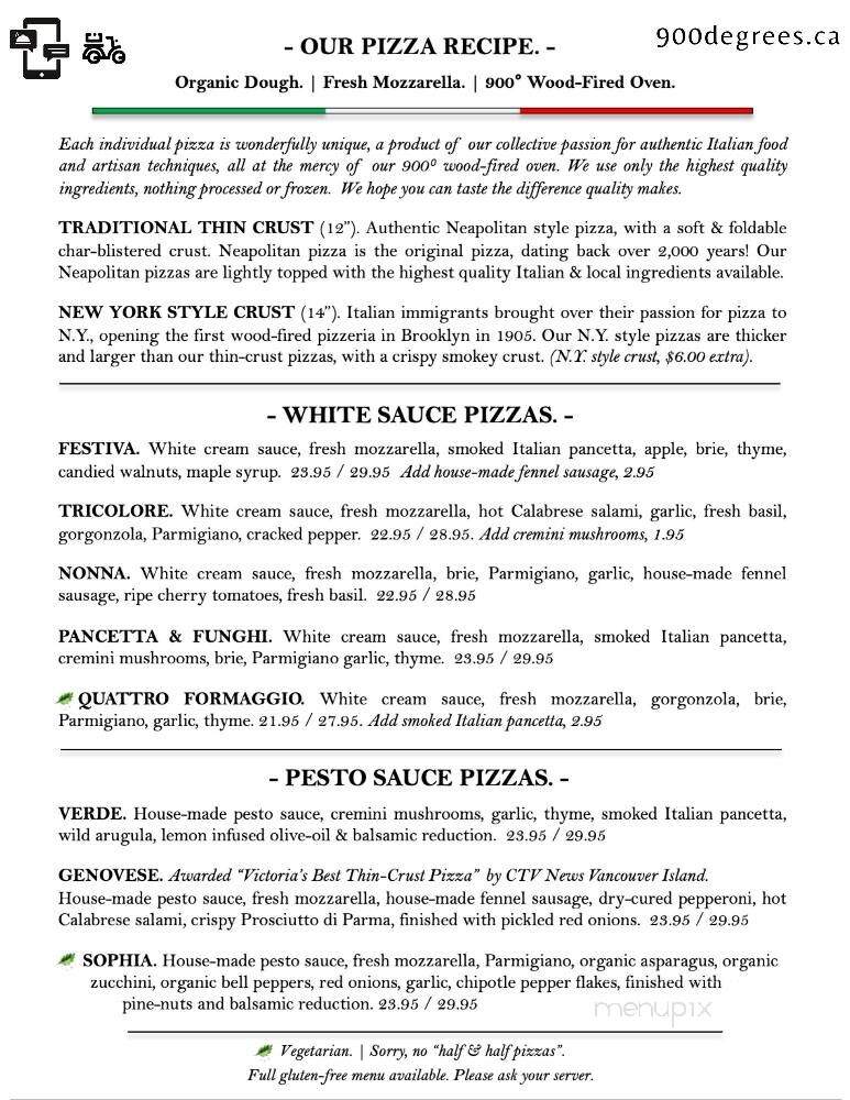 900 Degrees Wood-fired Pizzeria - Victoria, BC menu_pic