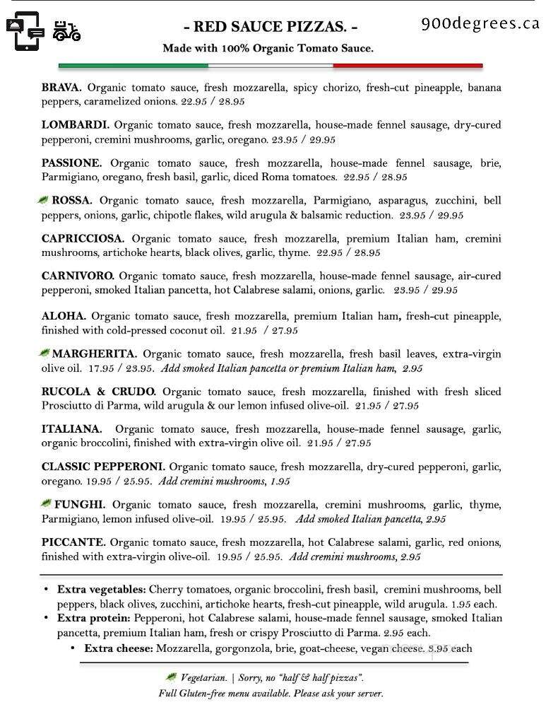 900 Degrees Wood-fired Pizzeria - Victoria, BC menu_pic