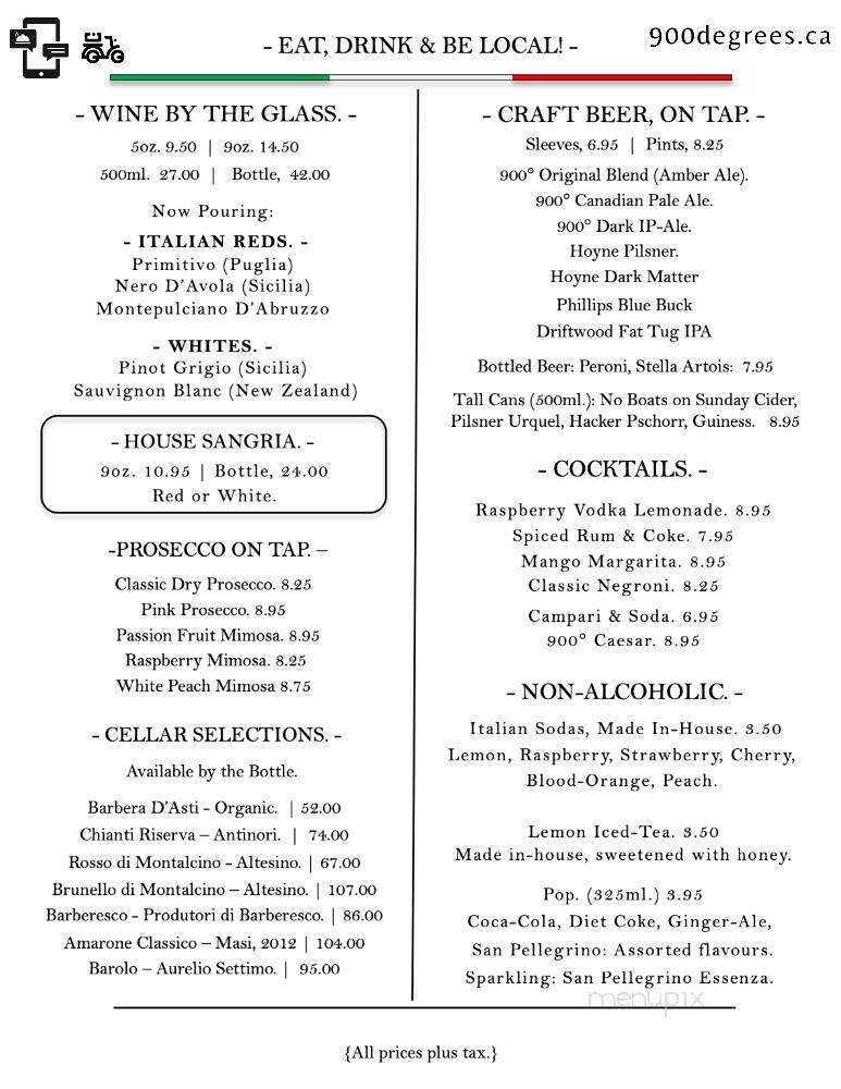 900 Degrees Wood-fired Pizzeria - Victoria, BC menu_pic