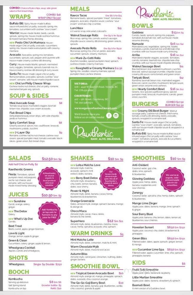 Rawthentic Eatery - Victoria, BC menu_pic