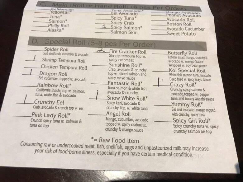 Koi Sushi - East Haven, CT menu_pic
