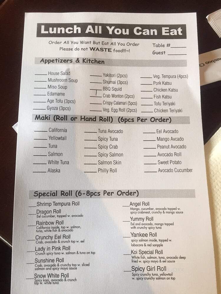 Koi Sushi - East Haven, CT menu_pic