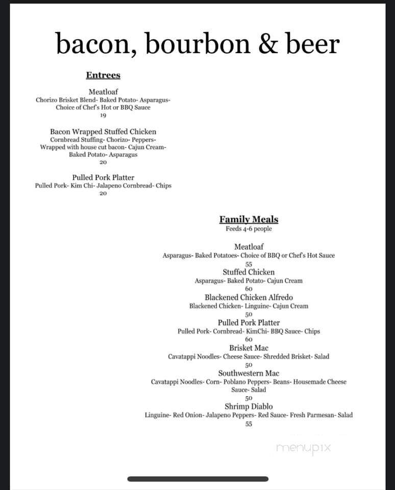 Bacon Bourbon And Beer - Washington, PA menu_pic