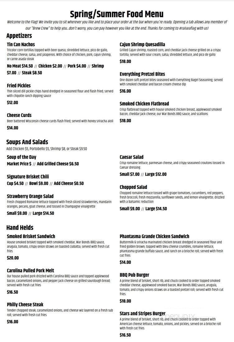 Tattered Flag Brewery & Still Works - Middletown, PA menu_pic