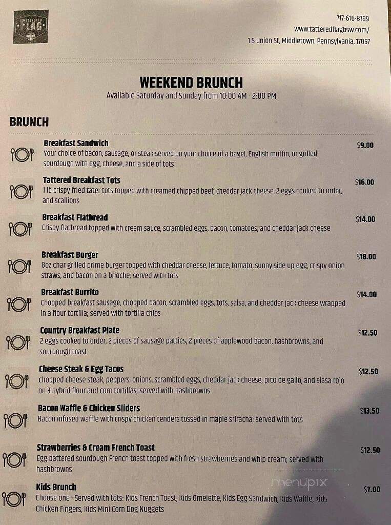 Tattered Flag Brewery & Still Works - Middletown, PA menu_pic