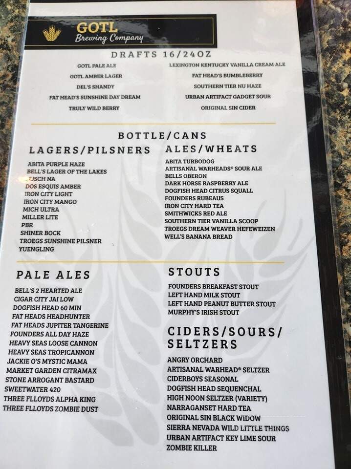 GOTL Brewery - Geneva, OH menu_pic