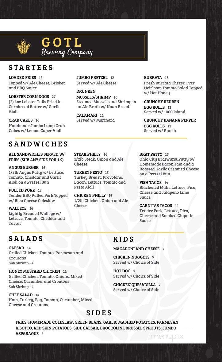 GOTL Brewery - Geneva, OH menu_pic