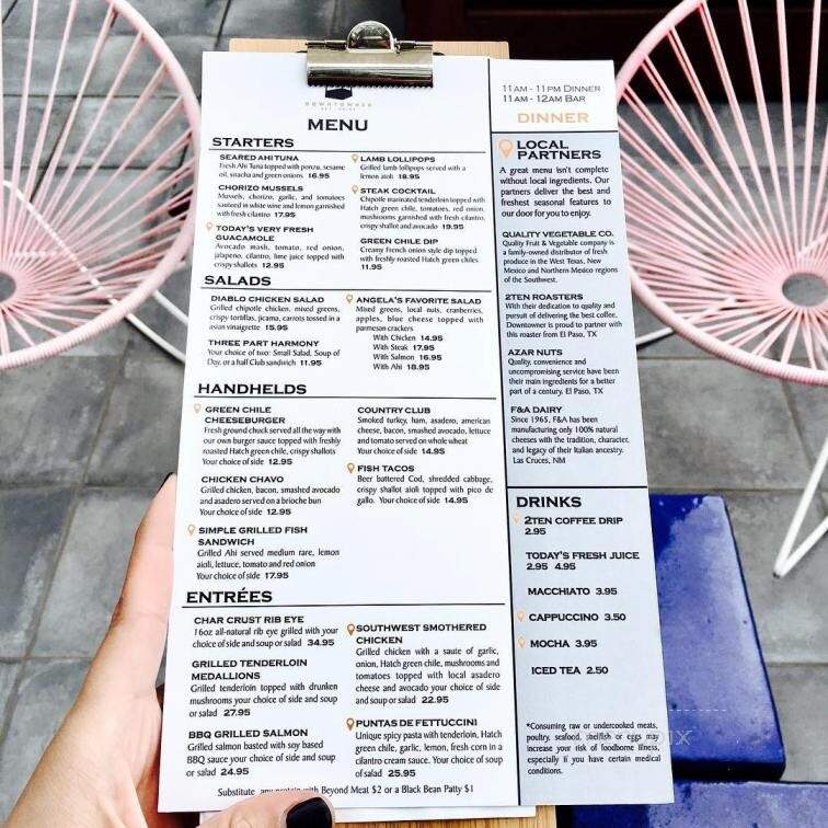 Circa 1963 - El Paso, TX menu_pic