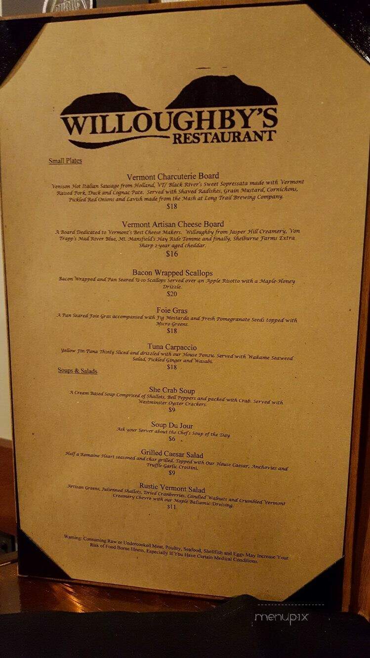 Willoughby's - East Burke, VT menu_pic