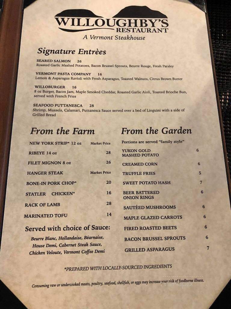 Willoughby's - East Burke, VT menu_pic