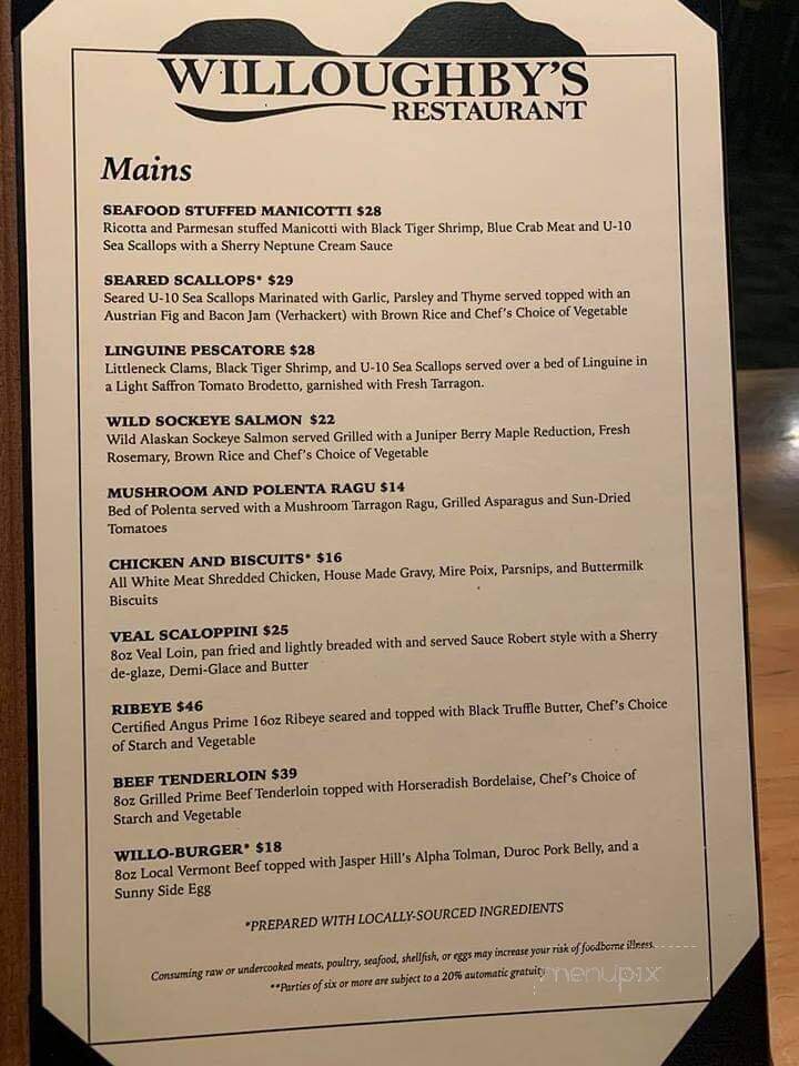 Willoughby's - East Burke, VT menu_pic