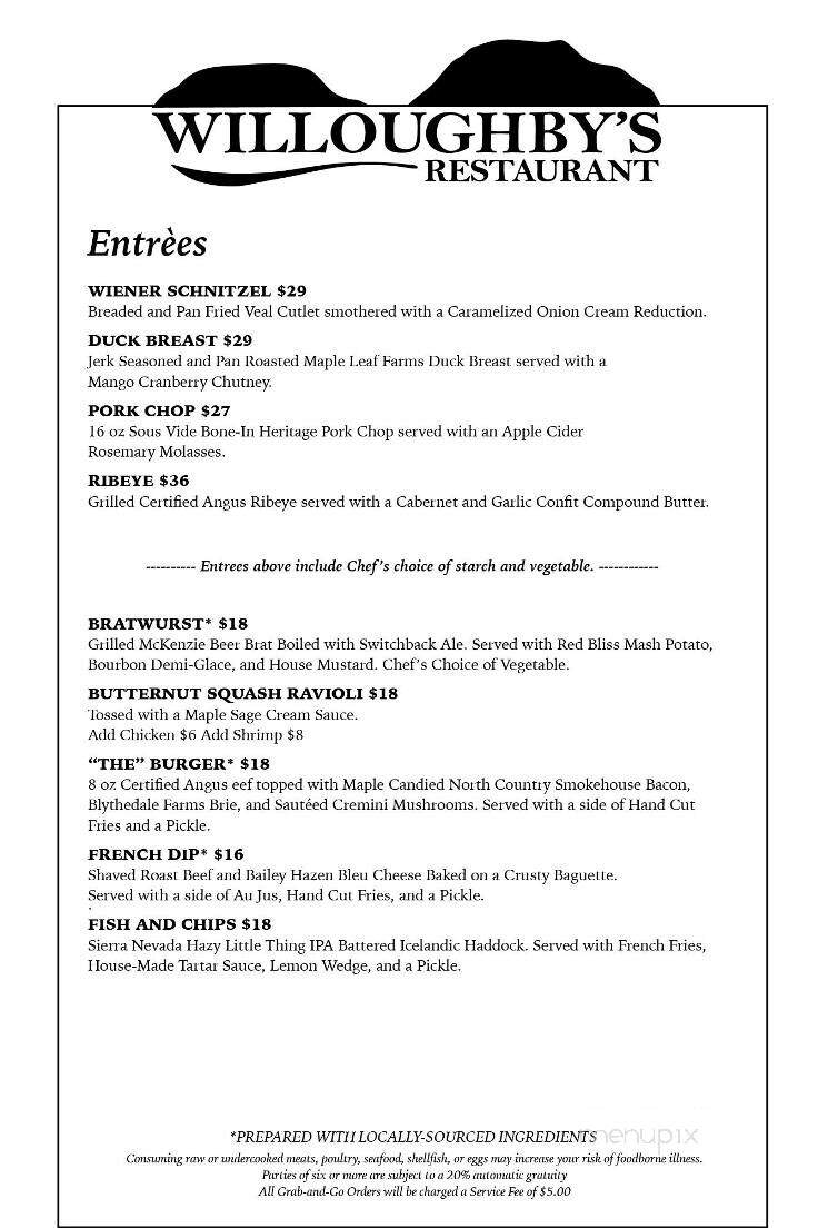 Willoughby's - East Burke, VT menu_pic
