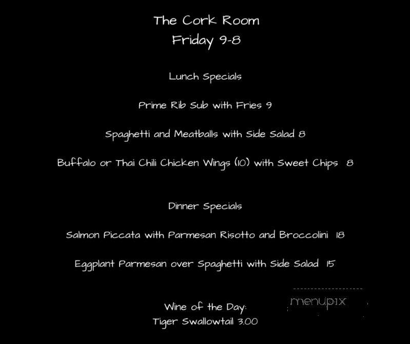 The Cork Room - Elizabethtown, NC menu_pic