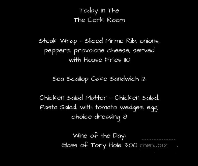 The Cork Room - Elizabethtown, NC menu_pic