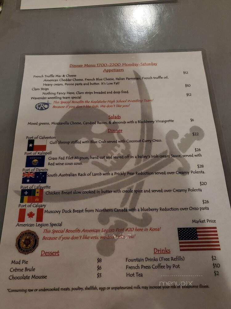 Privateer's Cove - Kailua-Kona, HI menu_pic