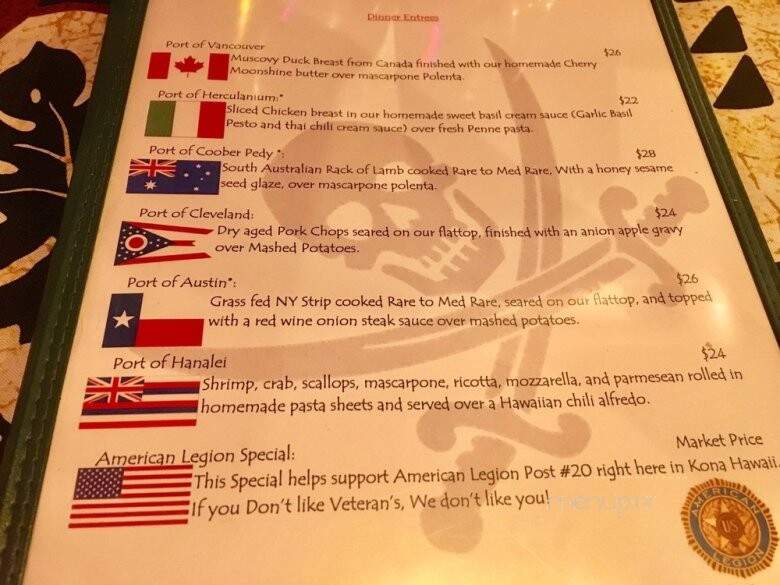 Privateer's Cove - Kailua-Kona, HI menu_pic