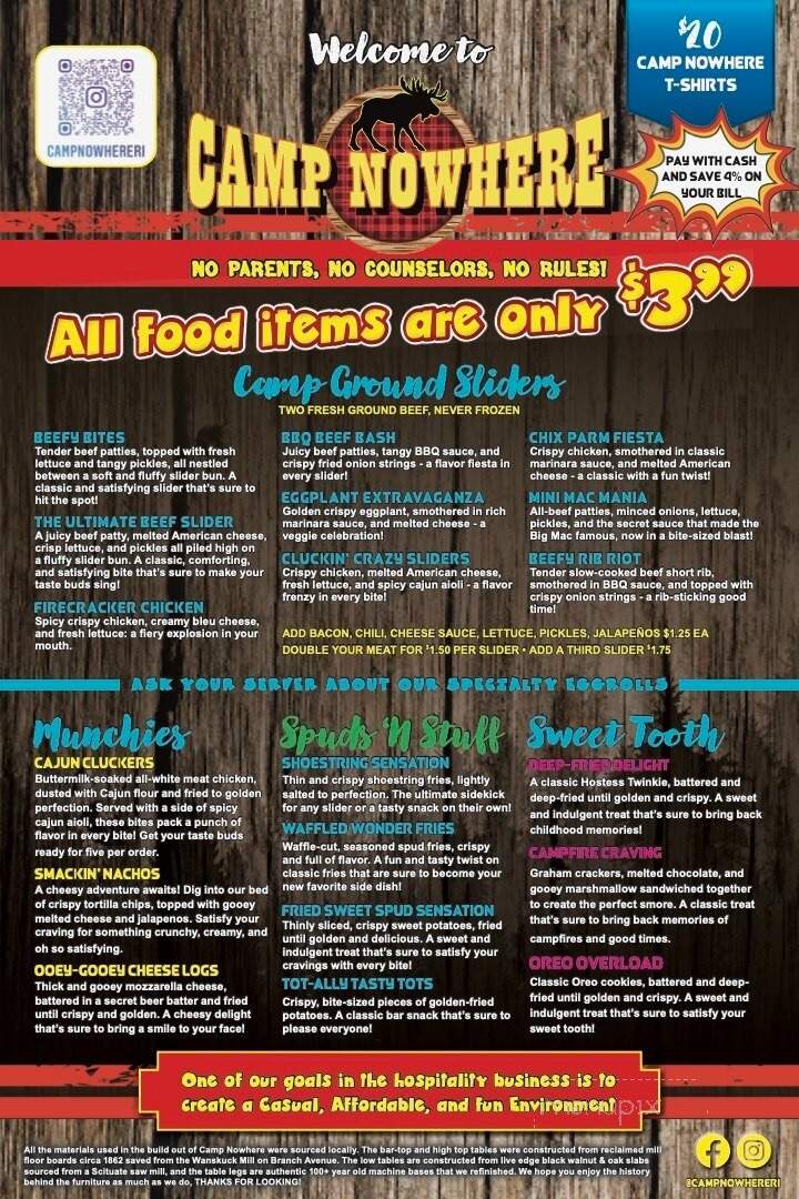 Camp Nowhere - North Providence, RI menu_pic