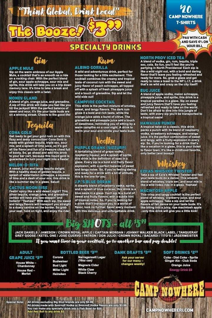 Camp Nowhere - North Providence, RI menu_pic