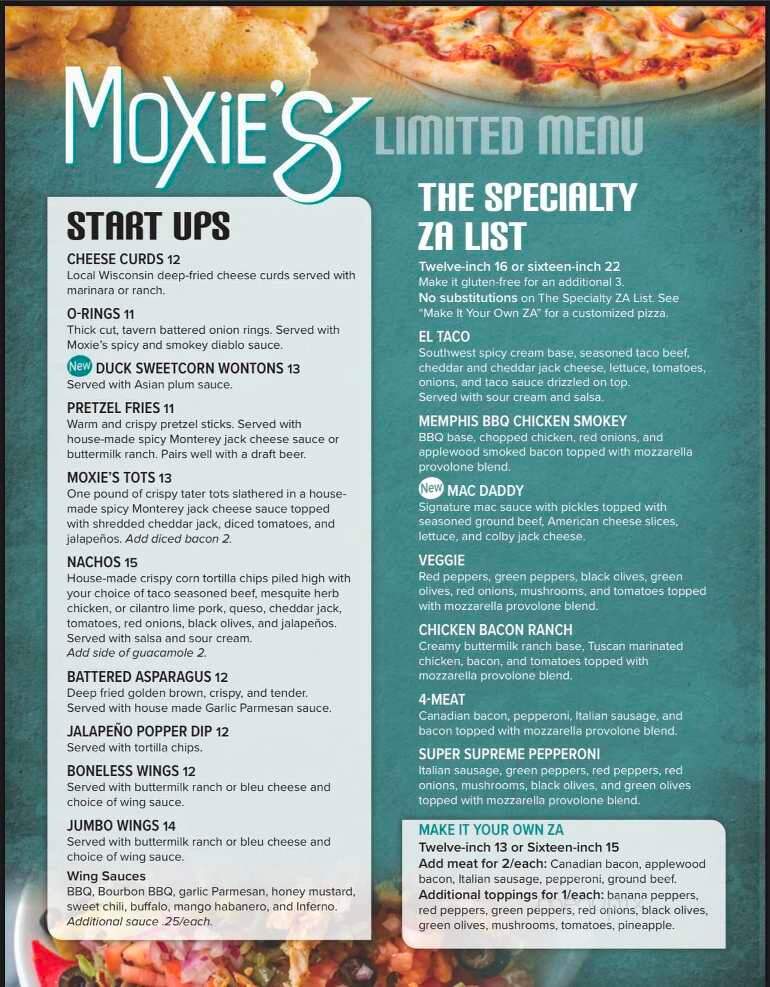 Moxie's - La Crosse, WI menu_pic
