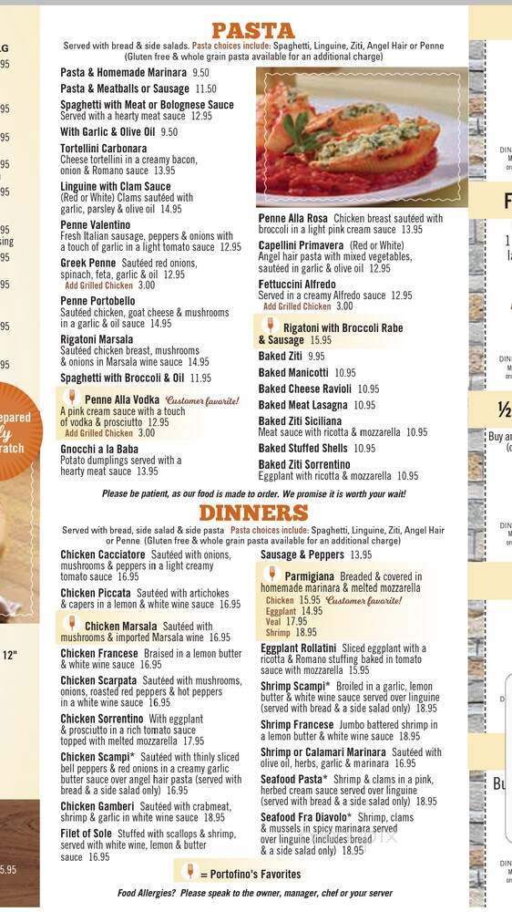 Portofino Pizza & Pasta - Wappingers Falls, NY menu_pic