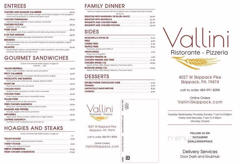 Vallini - Skippack, PA menu_pic