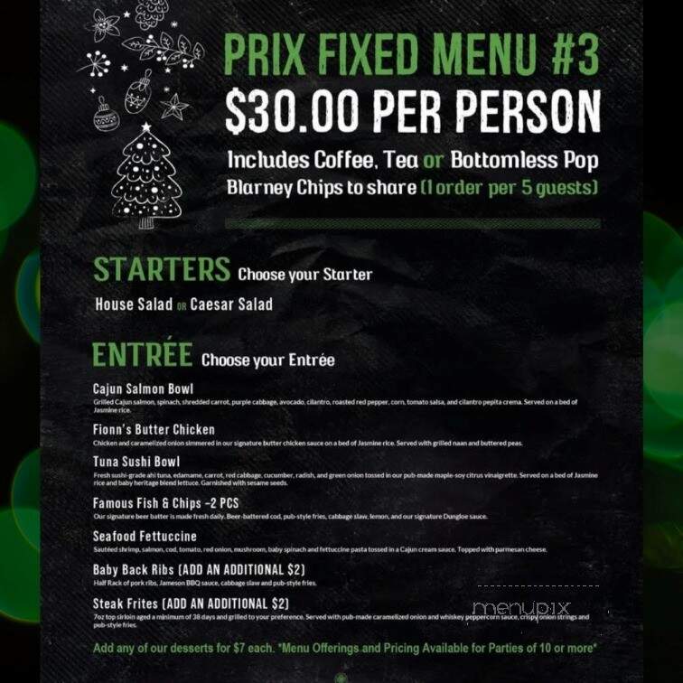 Fionn MacCool's Irish Pub - Orangeville, ON menu_pic