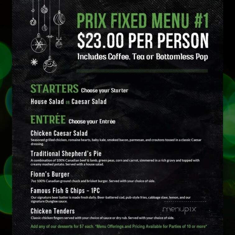 Fionn MacCool's Irish Pub - Orangeville, ON menu_pic