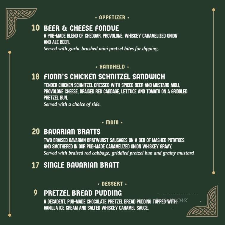 Fionn MacCool's Irish Pub - Orangeville, ON menu_pic