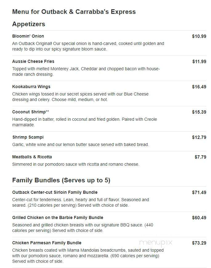 Outback & Carrabba's Express - Riverview, FL menu_pic