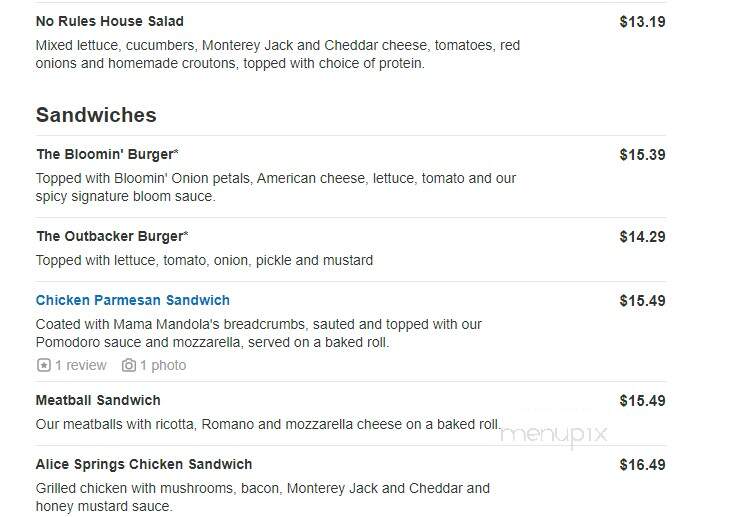 Outback & Carrabba's Express - Riverview, FL menu_pic