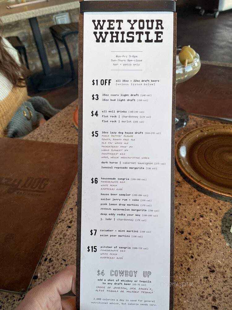 Lazy Dog Restaurant & Bar - Aurora, CO menu_pic