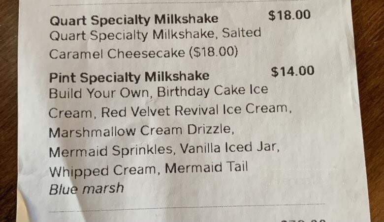 The Yard Milkshake Bar - Panama City Beach, FL menu_pic