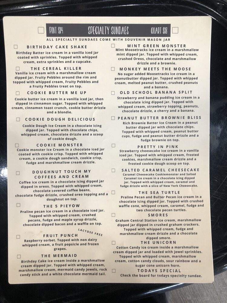 The Yard Milkshake Bar - Panama City Beach, FL menu_pic