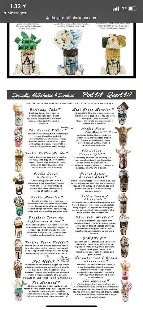 The Yard Milkshake Bar - Panama City Beach, FL menu_pic