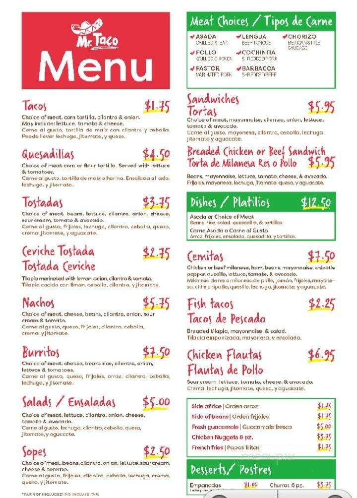 Mr. Taco - Meriden, CT menu_pic